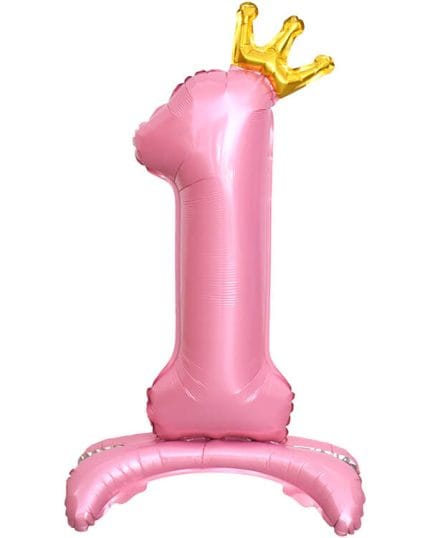 Цифра Золотая корона на подставке Розовый 81см